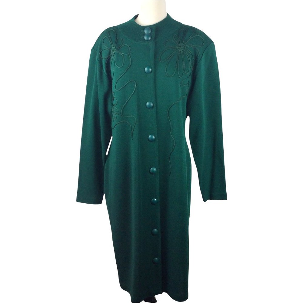 Liz Claiborne Vintage Emerald Green Wool‎ Sweater Dress, Petite Large